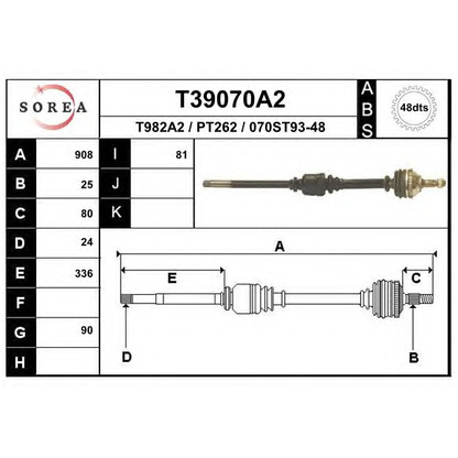 Photo Arbre de transmission EAI T39070A2