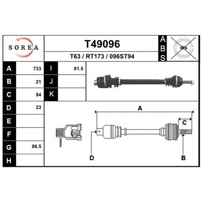 Foto Árbol de transmisión EAI T49096