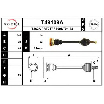 Foto Árbol de transmisión EAI T49109A