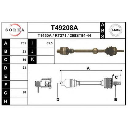 Foto Árbol de transmisión EAI T49208A