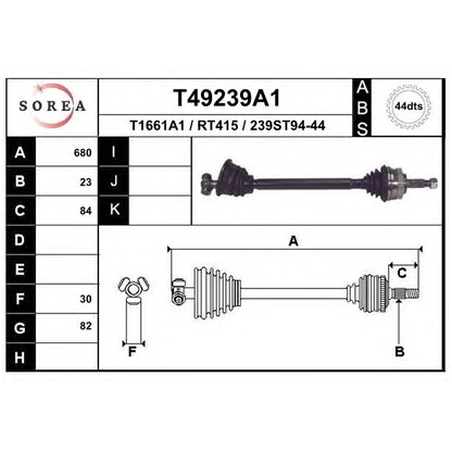 Photo Arbre de transmission EAI T49239A1