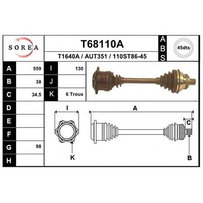 Foto Árbol de transmisión EAI T68110A