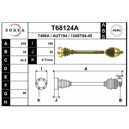 Zdjęcie Wał napędowy EAI T68124A