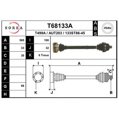 Photo Arbre de transmission EAI T68133A