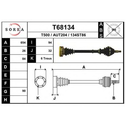 Foto Albero motore/Semiasse EAI T68134