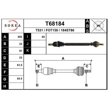 Foto Árbol de transmisión EAI T68184