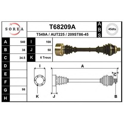 Фото Приводной вал EAI T68209A