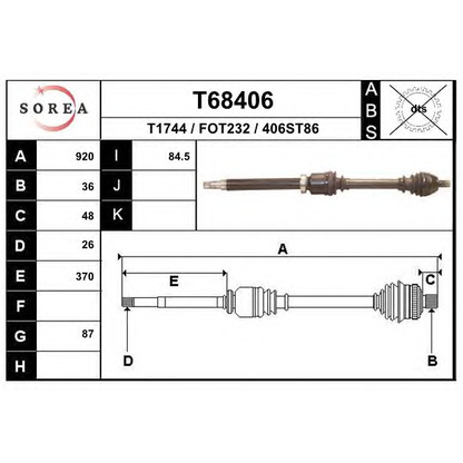 Photo Arbre de transmission EAI T68406