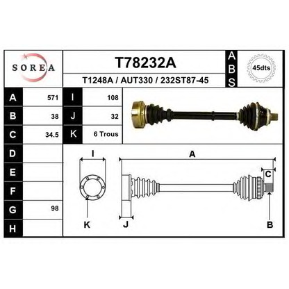 Foto Árbol de transmisión EAI T78232A