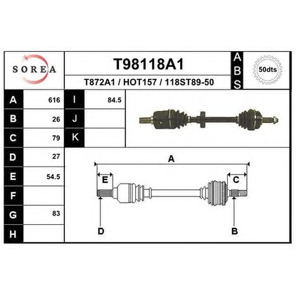 Foto Árbol de transmisión EAI T98118A1