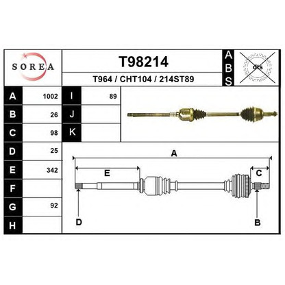 Фото Приводной вал EAI T98214