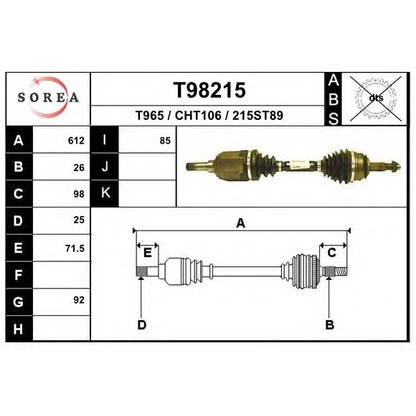 Photo Arbre de transmission EAI T98215