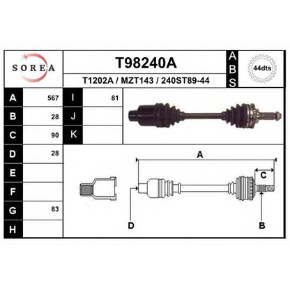 Photo Arbre de transmission EAI T98240A