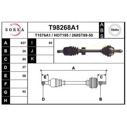 Foto Árbol de transmisión EAI T98268A1