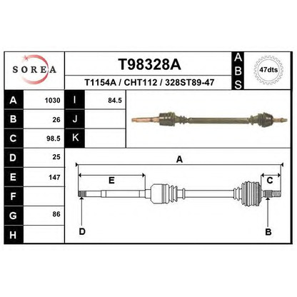 Фото Приводной вал EAI T98328A