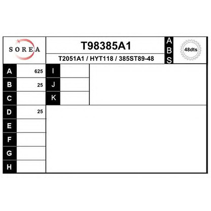 Photo Arbre de transmission EAI T98385A1