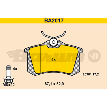 Photo Brake Pad Set, disc brake BARUM BA2017