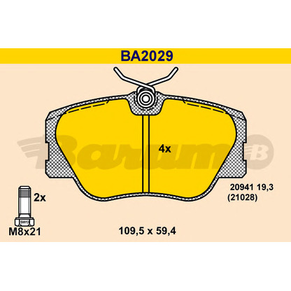 Photo Brake Pad Set, disc brake BARUM BA2029