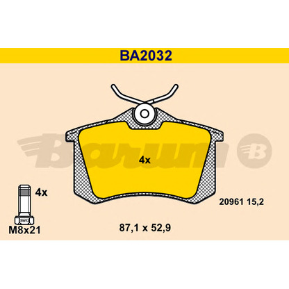 Photo Brake Pad Set, disc brake BARUM BA2032