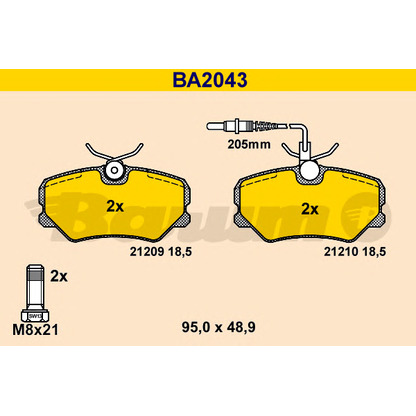 Photo Brake Pad Set, disc brake BARUM BA2043