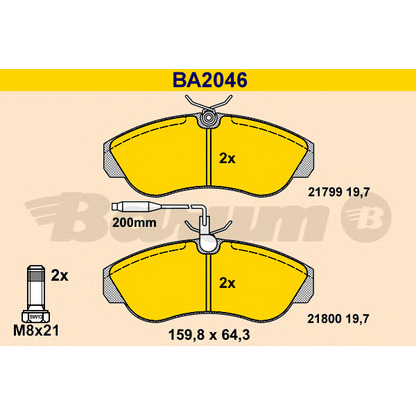 Photo Brake Pad Set, disc brake BARUM BA2046