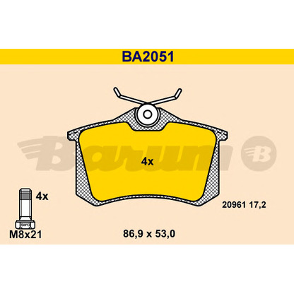 Foto Kit pastiglie freno, Freno a disco BARUM BA2051