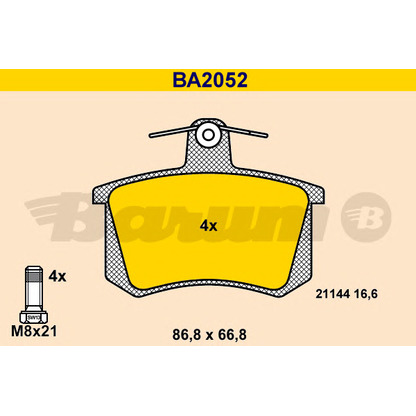 Photo Brake Pad Set, disc brake BARUM BA2052