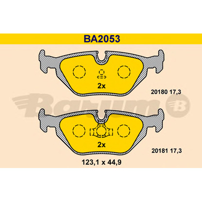 Photo Brake Pad Set, disc brake BARUM BA2053