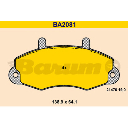 Photo Brake Pad Set, disc brake BARUM BA2081