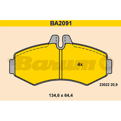 Фото Комплект тормозных колодок, дисковый тормоз BARUM BA2091