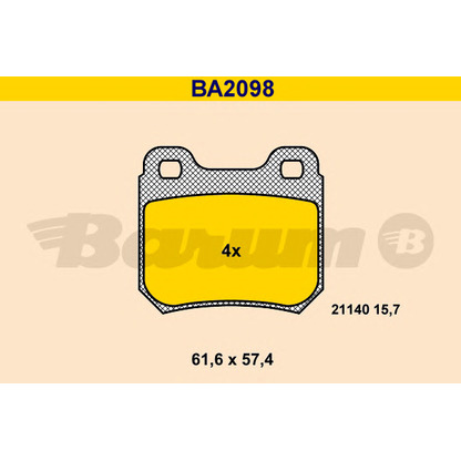 Photo Kit de plaquettes de frein, frein à disque BARUM BA2098