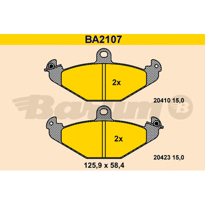 Photo Brake Pad Set, disc brake BARUM BA2107