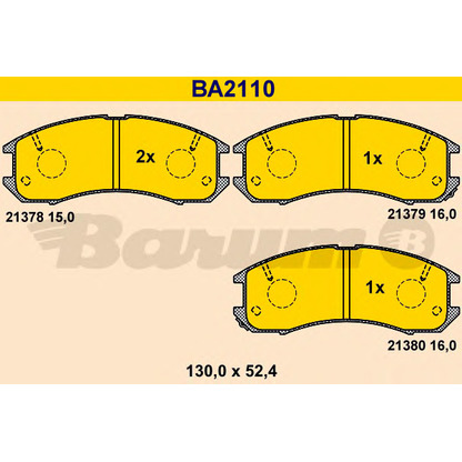 Foto Kit pastiglie freno, Freno a disco BARUM BA2110