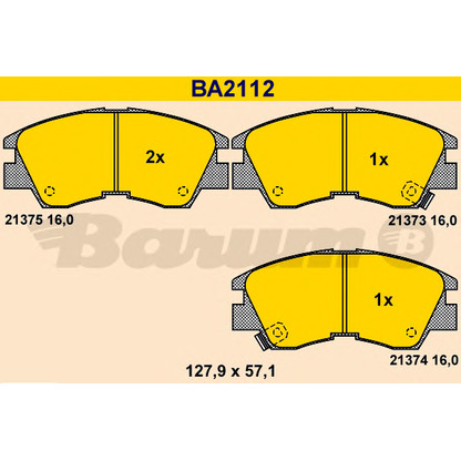 Foto Bremsbelagsatz, Scheibenbremse BARUM BA2112