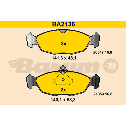 Photo Kit de plaquettes de frein, frein à disque BARUM BA2136