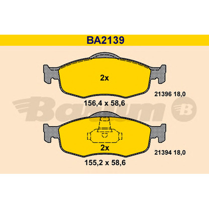 Foto Bremsbelagsatz, Scheibenbremse BARUM BA2139