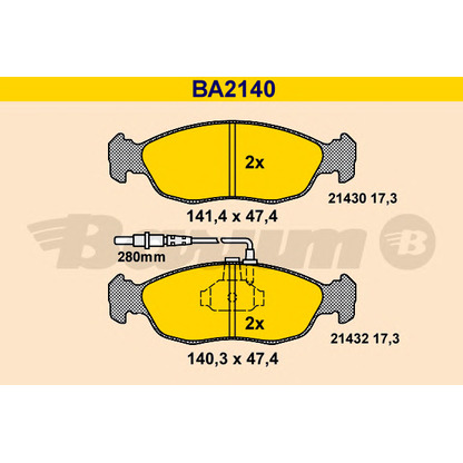 Photo Brake Pad Set, disc brake BARUM BA2140