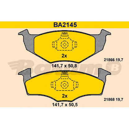 Photo Kit de plaquettes de frein, frein à disque BARUM BA2145