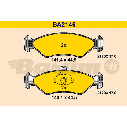 Photo Brake Pad Set, disc brake BARUM BA2146
