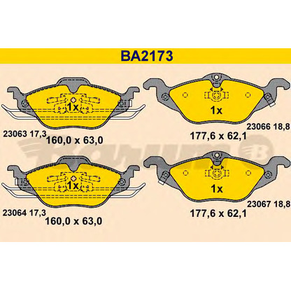 Foto Kit pastiglie freno, Freno a disco BARUM BA2173