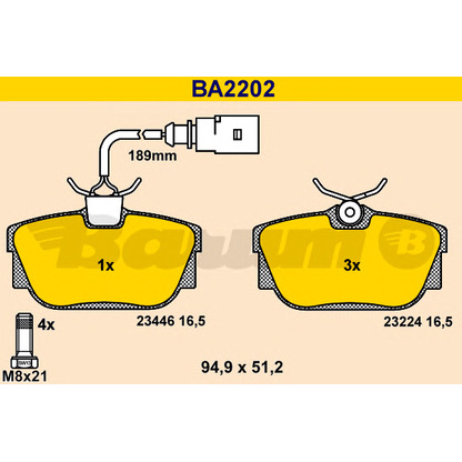 Photo Brake Pad Set, disc brake BARUM BA2202