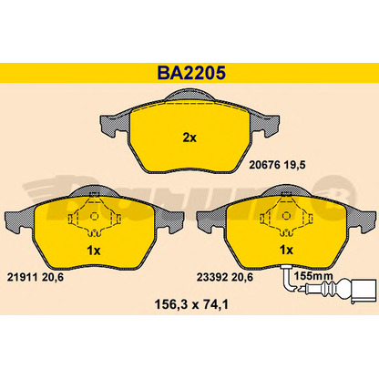 Photo Brake Pad Set, disc brake BARUM BA2205