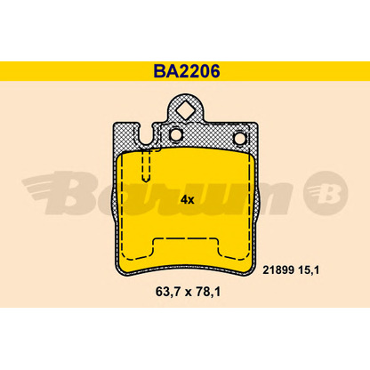 Photo Kit de plaquettes de frein, frein à disque BARUM BA2206