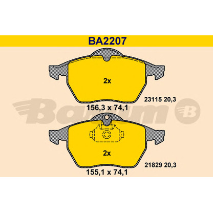 Photo Brake Pad Set, disc brake BARUM BA2207