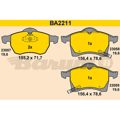 Foto Bremsbelagsatz, Scheibenbremse BARUM BA2211