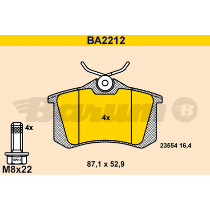 Photo Kit de plaquettes de frein, frein à disque BARUM BA2212