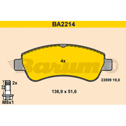 Photo Brake Pad Set, disc brake BARUM BA2214