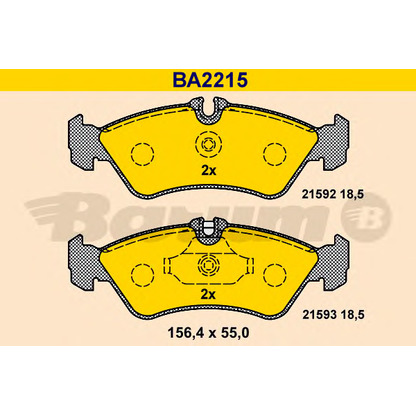 Photo Brake Pad Set, disc brake BARUM BA2215