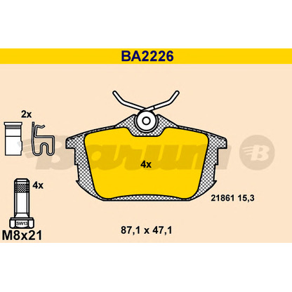 Photo Kit de plaquettes de frein, frein à disque BARUM BA2226