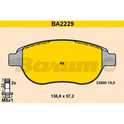 Photo Kit de plaquettes de frein, frein à disque BARUM BA2229